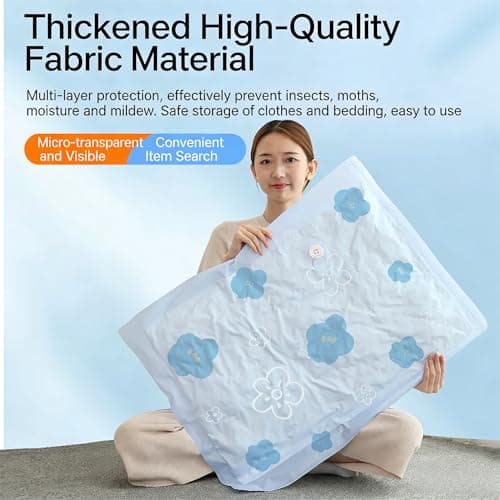 Vacuum Storage Bags for Clothing, 9 Pack Vacuum Seal Bags for Travel, 3 Sizes Compression Packing Bags 80% Space Saver for Suitcase Luggage, Bedding & Seasonal Storage - Thumbnail 4
