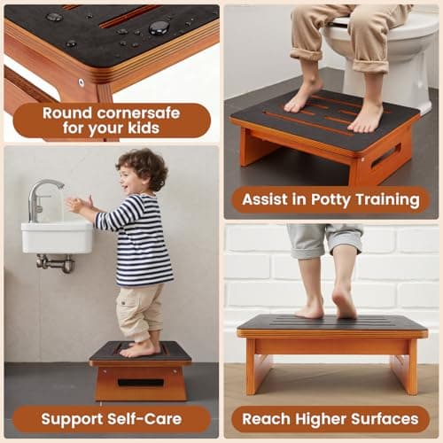 Landrip Step Stool for Adults Seniors with Non-Slip Rubber Stepping Surface, Heavy Duty Wooden Step Stool, Bed Steps for High Beds, Bathroom, Bedroom, Kitchen & Kids Bedside Support - Thumbnail 5
