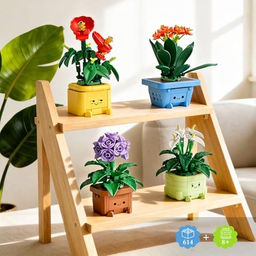 WIDELAND Flower Building Kit for Adults, 614 Pcs Happy Plants Flowers Set, Succulents Botanical Collection for Home Office Décor, Gift for Valentine's Day for Her/Girlfriend/Mom/Wife/Couple/Women - Thumbnail 2