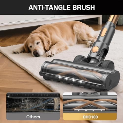 NuYupo Cordless Vacuum Cleaner, 10-in-1 Lightweight Stick Vacuum with 45mins Runtime, Powerful Suction, LED Touch Screen, Rechargeable Vacuum Cleaners for Home Hardwood Floor Carpet Pet Hair (Gold) - Thumbnail 5