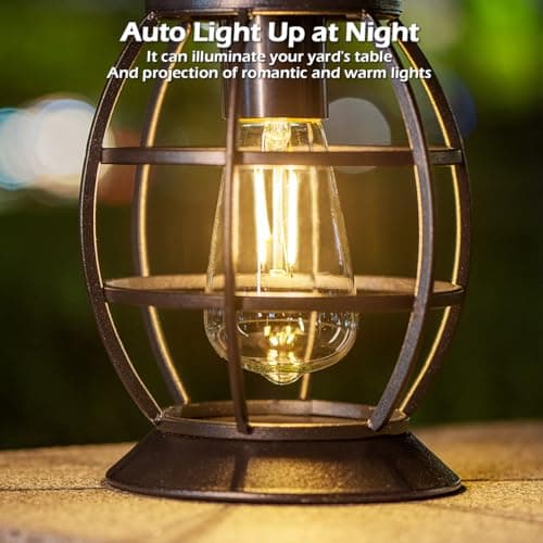 LeiDrail Solar Lantern Outdoor Hanging Waterproof Lights, Metal LED Lanterns Sun Powered Landscape Decor for Table Garden Yard Patio Pathway Porch 4 Pack - Thumbnail 5