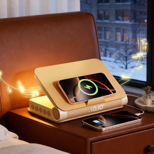 Vivilumens Bluetooth Speaker Wireless Charging 5 in 1 Speaker Loud for Adults Teens Aesthetic Book Shape Sunrise Gentle Wake Up Light for Bedroom Decor Dimmable Bedside Lamp Tech Birthday Gift - Image 1