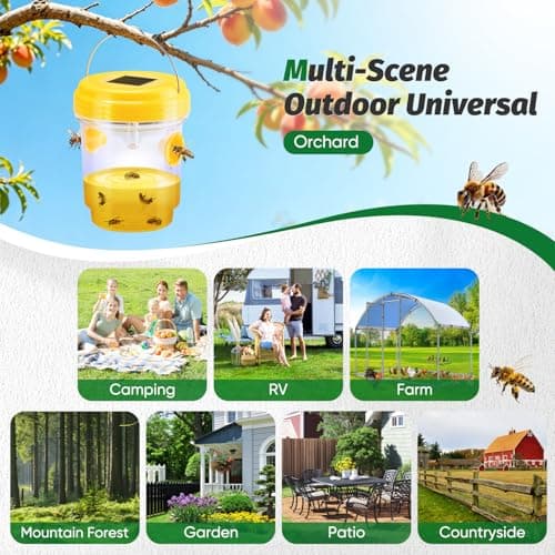 YOOYHHOME Wasp Traps Outdoor Hanging, Solar Wasp Trap for Hunting Wasps, Bees, Hornets, Insects, Carpenter Bee Traps for Outside, Reusable Wasp Traps, Bee Killer and Wasp Catcher for Outside 4 Pack - Thumbnail 3