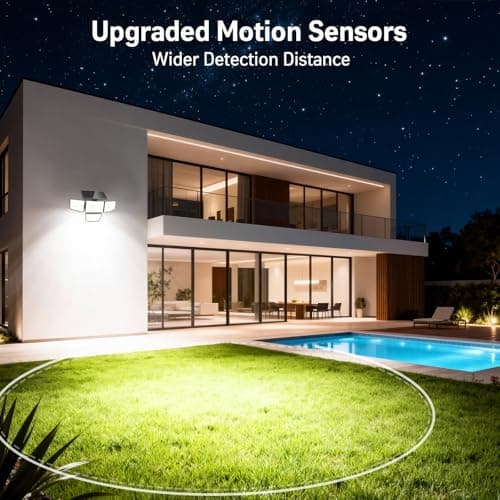 Solar Security Outdoor Lights-3000LM 4 Heads Solar Flood Lights with Motion Sensor, IP65 Waterproof Security Lights with Remote, 270° Wide Angle Flood Wall Lights with 3 Modes for Home Outside, 2 Pack - Thumbnail 2