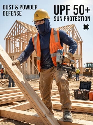 WishStone 3-Pack Men's UPF 50+ Sun Protection Hoodie with Mask - Long Sleeve Fishing Shirts Quick Dry Athletic Outdoor Work XL - Thumbnail 2