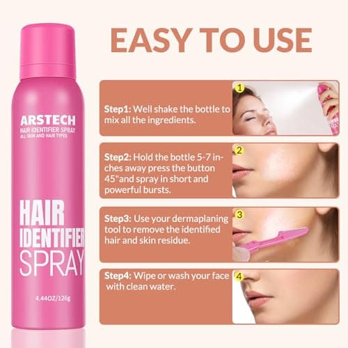 Hair Identifier Spray for Face Shaving Dermaplaning Tool 4 Pack Skin Body Dermaplaning Spray for Women with 16 Face Razor for Face Shaver Hair Removal Kit Excess Hair Dermaplane Razor for Women Face - Thumbnail 5