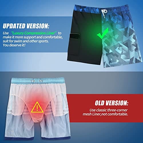 MILANKERR Compression Shorts for Men Swimming Trunks Beach Shorts with Compression Liner Workout Athletic Short Tropical Hawaiian Swim Trunk - Thumbnail 3
