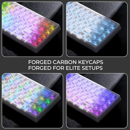 HITIME x XVX M67 JadeStone 60% Wireless Mechanical Gaming Keyboard, VIA Programmable, BT5.0/2.4G/USB-C Creamy Keyboard with Gasket, Hot Swap, RGB Backlits, NKRO for Win/Mac (White, Forged Carbon) - Thumbnail 4