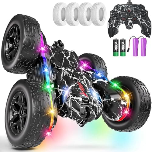 Terucle Rc Cars Toys for Boys Remote Control Car 2.4 GHz Black Toys for Ages 5-7 Kids Toys New Upgraded Strip Lights 360° Rotating Rc Truck Birthday (Black) - Image 1