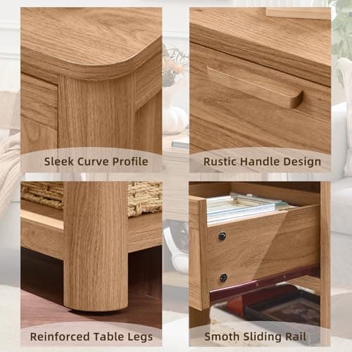 Joaxswe Farmhouse Night Stand Set of 2 with Charging Station, Brown - Thumbnail 5