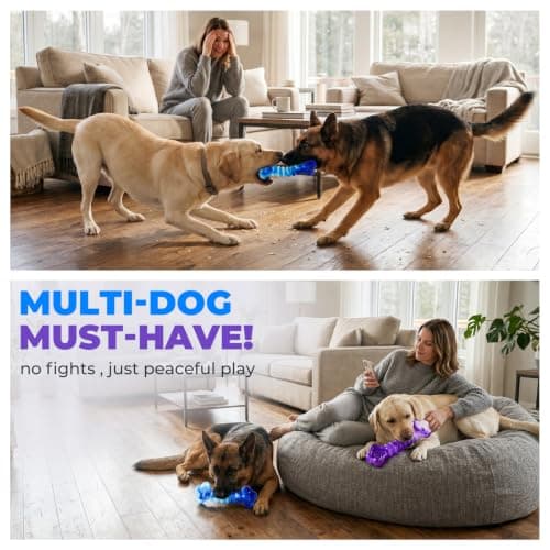 Kseroo 2-Pack Indestructible Dog Toys for Aggressive Chewers: Beef-Flavored Tough Dog Chew Toys, Nylon Large Dog Chew Toys to Keep Them Busy, Dog Chew Bones for 25-70lbs Medium & Large Dogs - Thumbnail 4