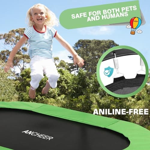 ANCHEER Trampoline for Kids, 56" Double Toddler Trampoline with Adjustable Handlebar, 220LBS Weight Capacity - Indoor/Outdoor Foldable Jumper for 2+ Users (ASTM Certified) - Thumbnail 2
