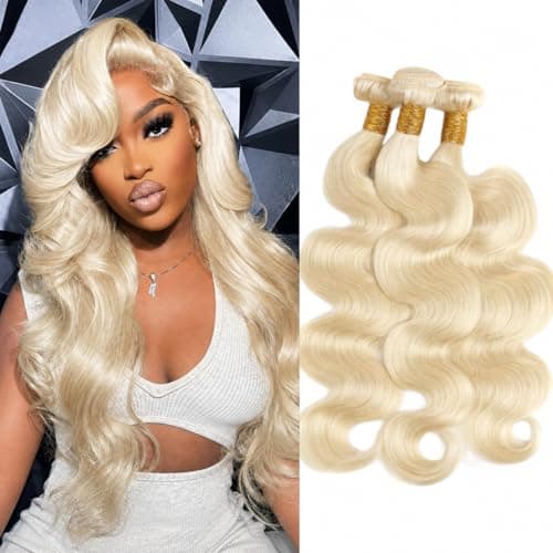 12A Grade 613 Blonde Body Wave Human Hair Bundles 100% Brazilian Virgin Hair for Dyeing, Bleaching & Styling(20 22 24 Inch,3 Bundles)