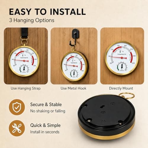Sauna Thermometer and Hygrometer, Precision Temperature & Humidity Gauge for Portable Steam Sauna Box, Home Infrared Indoor Use Essential Accessory for Enthusiasts - Thumbnail 6