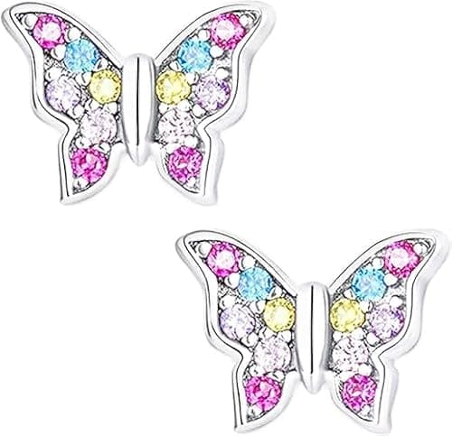 Butterfly Earrings Gifts for Women, Valentines Day Gift for Her CZ Stud Earrings for Women Trendy Stainless Steel Jewelry Ideal Gift for Valentines Day Gifts Birthday Her Presents 6 7 8 9 12 16 21 Years Old - Image 1