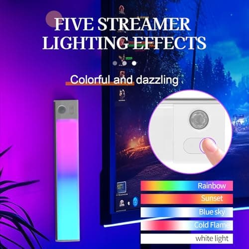 ZSYZDL Rechargeable LED Night Light (1-Pack), 11.8" Motion Sensor Under Cabinet Light with 7-Color Ambient & Cool White, Magnetic Auto On/Off Wireless Wall Sconce for Closet, Staircase, Kitchen - Thumbnail 6