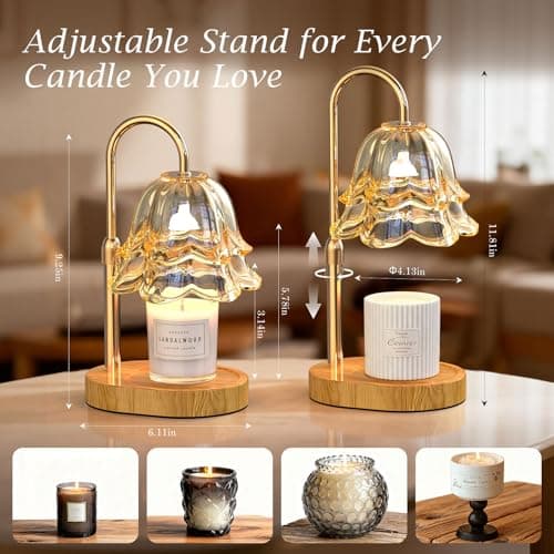 BYART Candle Warmer Lamp with Timer Dimmable, Adjustable Height Wax Melts Warmer for Jar Candles, Birthday Mothers Day Gifts for Women Mom, House Warming Gifts New Home Decor - Thumbnail 3