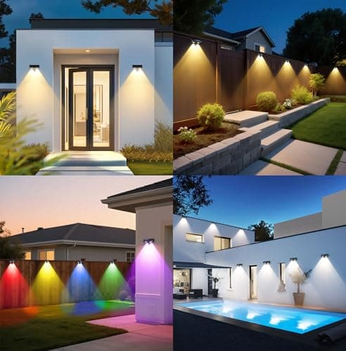 sununiny Solar Fence Lights 9-Color RGB Solar Lights Outdoor Waterproof Garden Wall Lights Solar Powered for Outside Backyard,Pathway,Yard,Party,Festival 8 Pack - Thumbnail 5