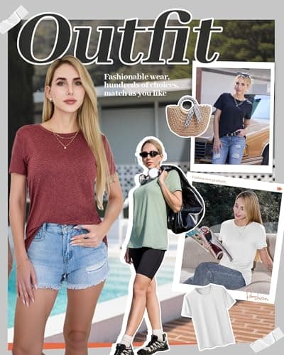 GAYHAY 3 Pack Womens T-Shirts - Short Sleeve Spring Summer Tops Crew Neck Trendy Casual Work Soft Basic Tees for Ladies 2026 Black White - Thumbnail 4
