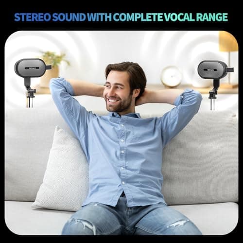 SOWO Wireless Dual Bluetooth Speakers Set, Adjustable Stands 2Pcs, High-Fidelity Stereo Sound, Smart Pairing Sync, Surround Sound with Portable Lightweight Case for Home, Travel, Party, Birthday - Thumbnail 2