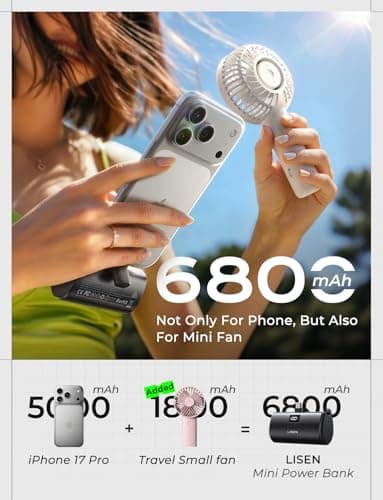 7000mAh Mini Portable Charger USB C Power Bank for iPhone 17 Pro Max 22.5W Fast Charging[USB-C Only, No Cable Needed], LISEN for iPhone 17 Pro Max 16 15, Samsung,Pixel, iPad, AirPods - Thumbnail 2