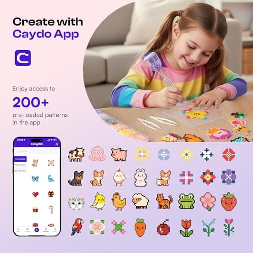 Caydo Fuse Beads Kit with Fuse Bead Pen, Design App & 200+ Patterns for Beginners, 10500PCS 36 Colors 5mm for Girl Holiday Home DIY Decor Creative Projects - Thumbnail 5
