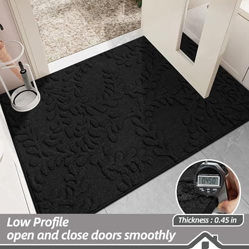 BEQHAUSE Door Mats 20”x32”, Non-Slip TPR Backing Entryway Doormat, Super Absorbent Welcome Mat for Front Door, Mud Shoes & Paws, Washable Entry Rugs, Black - Thumbnail 5