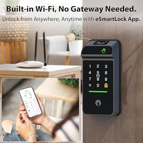 Keyless Entry Door Lock Palm Vein, Bestkid Smart Lock for Front Door with Wireless Doorbell Built-in WiFi, Biometric Deadbolt App Remote Alexa Control Auto Lock Rechargeable Battery - Thumbnail 4