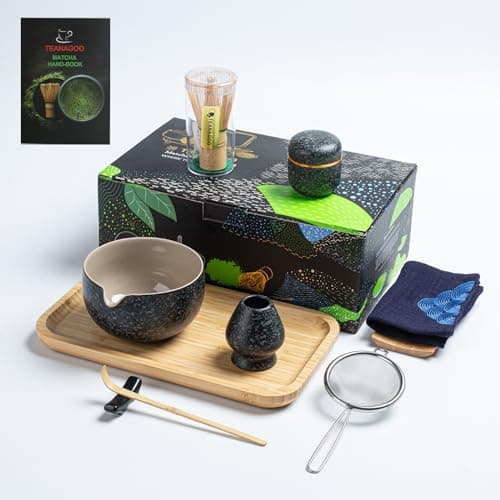 TEANAGOO Matcha Whisk Set, 10 Pcs Complete Set, Black, Matcha Kit with Tray, Bowl, Scoop, Sifter, Powder Jar, Gift for Matcha Lovers - Image 1