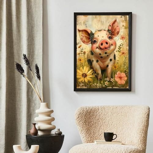 ijbnhd Pig Diamond Art Painting Kits for Adults- Full Drill Diamond Painting for Beginners, 5D Diamond Painting Pictures Gem Art Painting Kits DIY Daisy Diamond Art Kits 12X16in - Thumbnail 4