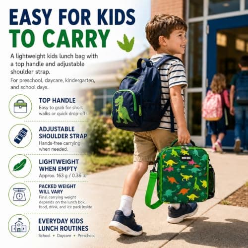 MISS BIG Dinosaur Kids Lunch Bag for Boys, Insulated School Lunch Bag, 5L - Thumbnail 4