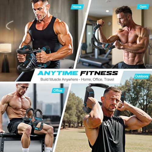 Vanlgs Twister Arm Trainer for Men, Chest Workout Equipment 5-Level Adjustable (40-130lb) with Ergonomic 27° Targets Biceps/Clip/Thigh, Portable Exerciser for Home Gym Travel Fitness, Blue - Thumbnail 5