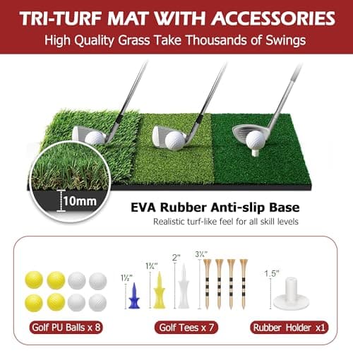 Golf Pracitce Net Set: 10x7ft Heavy Duty Golf Nets for Backyard Driving Real Balls, Golfer Training Equipment with Tri-Turf Mat for Outdoors/Indoors Hitting Driving Swing Chipping, Ideal Golfer Gift - Thumbnail 5