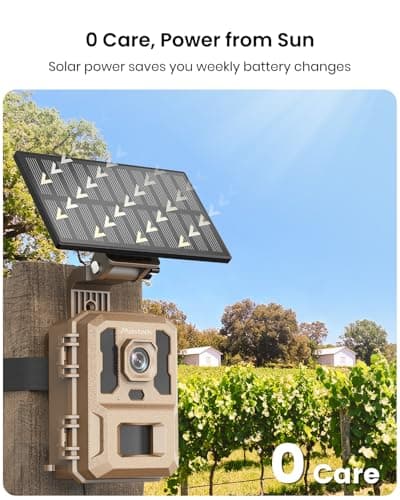 Misstech 4K UHD Solar Trail Camera for Game & Wildlife Monitoring - 0.1s Fast Activation to Record Animals, 64MP/4K Clear Night Vision, No Monthly Fee, App Control, IP66 Waterproof, 32GB SD Card - Thumbnail 2