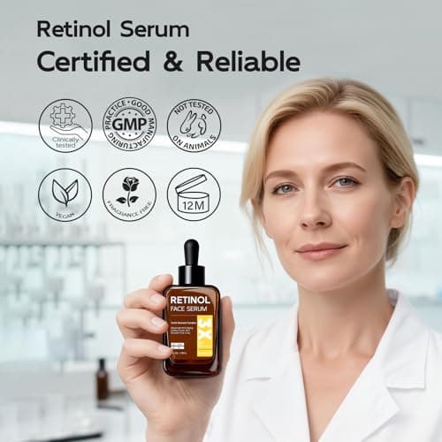 Retinol Serum for Face, Anti Aging & Anti Wrinkle B5 Resurfacing Retinol Serum with Niacinamide, Collagen & Hyaluronic Acid, Smooths Wrinkles & Fine Lines, Dark Spot Corrector, Brighten Dullness - Thumbnail 6