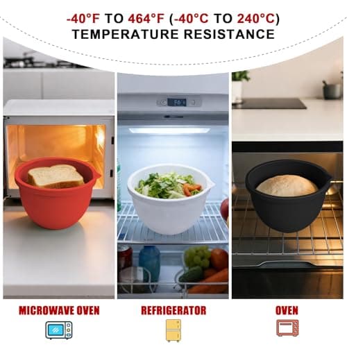 MGVK 5 Qt Tilt-Head silicone liners for kitchenaid stand mixer, Silicone Bowl Liners with Lids, Kitchen Aid Accessories and Attachments for Baking and Cooking (3pcs Red+White+Black) - Thumbnail 6