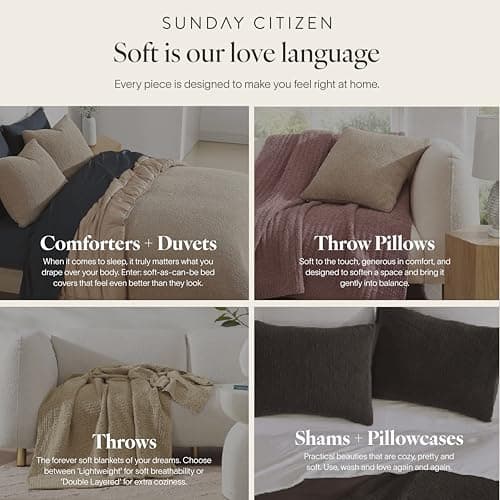 Sunday Citizen Snug Sham Set (Set of 2) – Ultra Soft Fluffy Pillow Shams, Decorative Bed Pillow Shams - Signature Snug Fabric, Hypoallergenic, Machine Washable - Standard (20.5" x 26.5") - Coal - Thumbnail 6