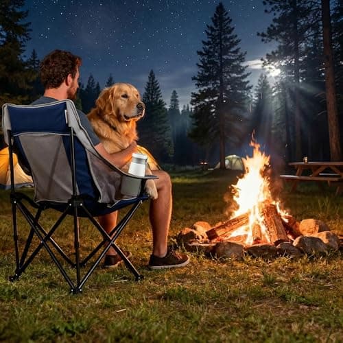 SUNNYFEEL 2 Pack Lightweight Oversized Camping Chairs for Adults Portable Folding Chair with Side Pockets & Cup Holde for Beach,Fishing,Trip,Picnic,Lawn,Concert Outdoor, Carry Bag Included - Thumbnail 2