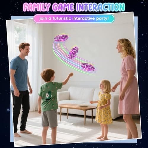TSM005 Mini Drone for Kids,Hand Operated UFO Toy,Hover Boomerang Ball with LED,Easy Indoor Outdoor Flying Toys,Flying Orb Ball UFO Drone for Kids 6-8-12,Cool Christmas Birthday Gifts for Boys Girls (Purple) - Thumbnail 6