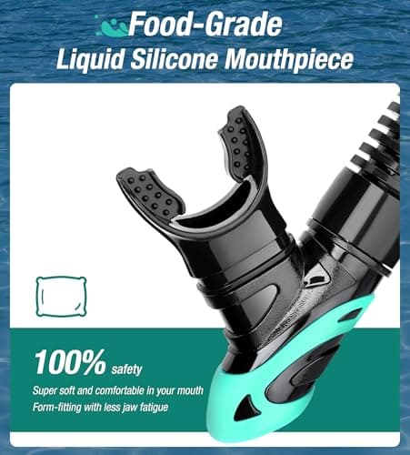Aegend Diving Dry Snorkel for Adult & Youth - Snorkeling Gear with Top Dry Valve, Perfect for Snorkeling, Freediving, Swimming and Scuba Diving - Thumbnail 4