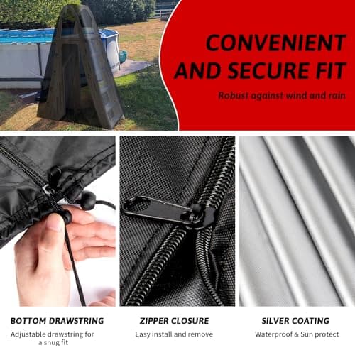 Fizentia Cover for Pool Ladder Above Ground,Outdoor Covers for Above Ground Pool' Ladder,Waterproof Pool-Ladders-Cover for Swimming Pool Ladders or Stairs,78''L x 22''W x 56''H,Black,(Only-Cover) - Thumbnail 4