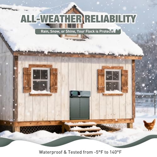 fophop Large Automatic Chicken Coop Door, Solar Powered with Upgraded 4000mAh Battery, Light Sensor, Timer, Remote & Manual Control, Anti-Pinch Safety Auto Door for Chickens, Ducks & Geese, Blue - Thumbnail 6