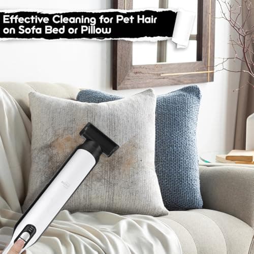 Handheld Cordless Vacuum Cleaner, Portable Car Vacuum with 18KPa Suction Power, Quick-Charge Hand Vac with LED Headlight & Storage Dock for Home Office Desk Keyboards Pet Hair, White - Thumbnail 4