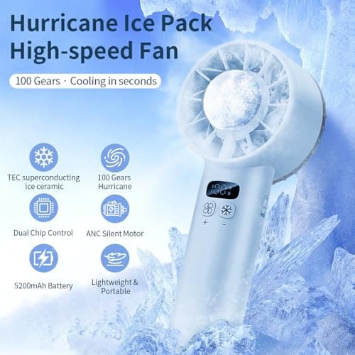 Viraagyiyou Portable Fan Handheld Travel Essentials - Cooling Face Fans Desk Small Fan, 12 Hours Personal Fans Rechargeable Camping Beach Vacation Concerts Summer Essentials for Women Kids Girl Gifts - Thumbnail 2