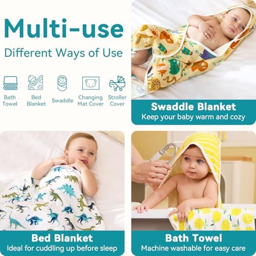 Baby Hooded Towel, 2 Pack Bath Towel for Boy or Girl, Soft Baby Bath Towel, Shower Gifts for Newborn, Infant, Toddler (29 X 29 Inch) - Thumbnail 3