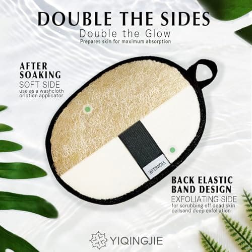 YIQINGJIE Natural Shower Loofah Sponge Exfoliating Body Scrubber，Natural Organic Beauty Exfoliating Loofah for Men and Women, Suitable for Cleansing Face Scrubber and Body Bath,Large Black(2 Pack) - Thumbnail 2