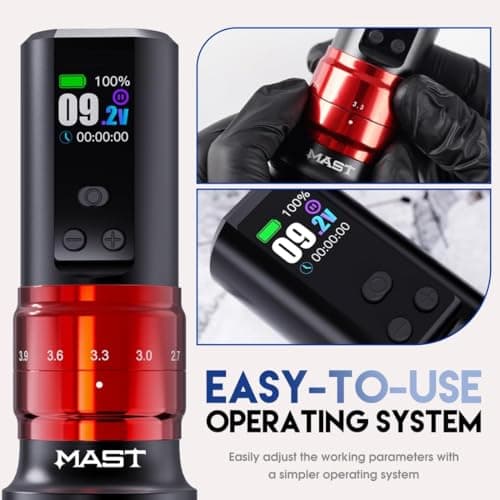 Mast Fold2 Pro Tattoo Kit, Cordless Complete Tattoo Gun Machine Kit, 2 Batteries Power Supply, 2 Grips 40mm & 44mm, Needles Cartridges Black Tattoo Ink Kit - Thumbnail 2