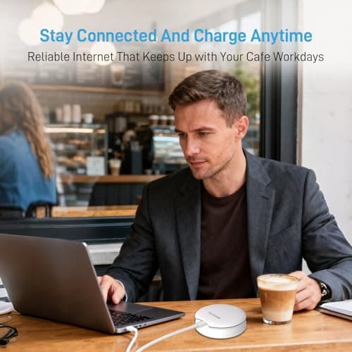 TALKSIM UFO Mobile Hotspot with 1GB Data, 4G LTE Portable WiFi Hotspot Device MiFi, Works with AT&T, T-Mobile, Verizon Network |10 Devices, USA Coverage, No SIM Require, No Contract (White, 1GB 7Days) - Thumbnail 2