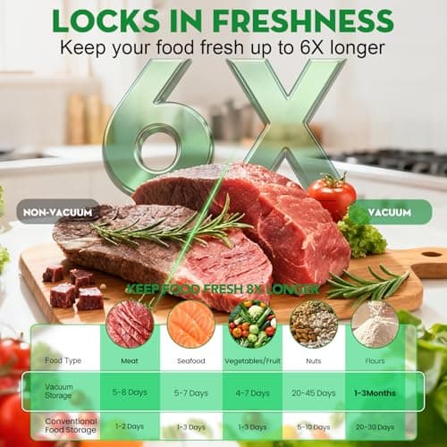 Innoworld Vacuum Sealer for Food with Visible Water Tank, Handheld Saver Compact Vacuum Sealer Machine with 14 Reusable Vacuum Bags, 6X Preservation & Fresh, Includes Gift Wrapping - Thumbnail 4