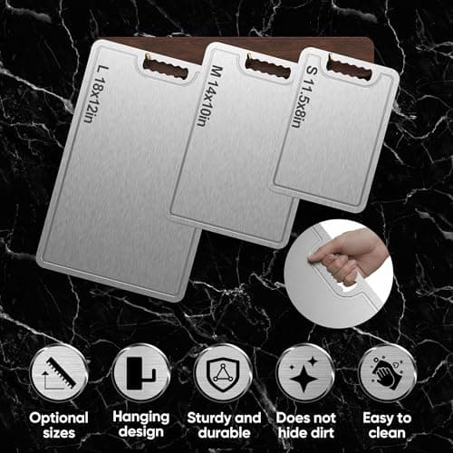 Titanium Cutting Board,100% Pure Titanium Cutting Boards for Kitchen, 2025 New Double Sided Food-Grade Chopping Board for Cutting Meat Vegetable Fruit-Small(11.5x8in) - Thumbnail 3